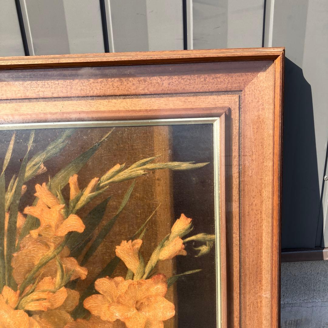 昭和レトロ 複製名画 バッハ グラジオラス 静物画 額装 アートサプライ