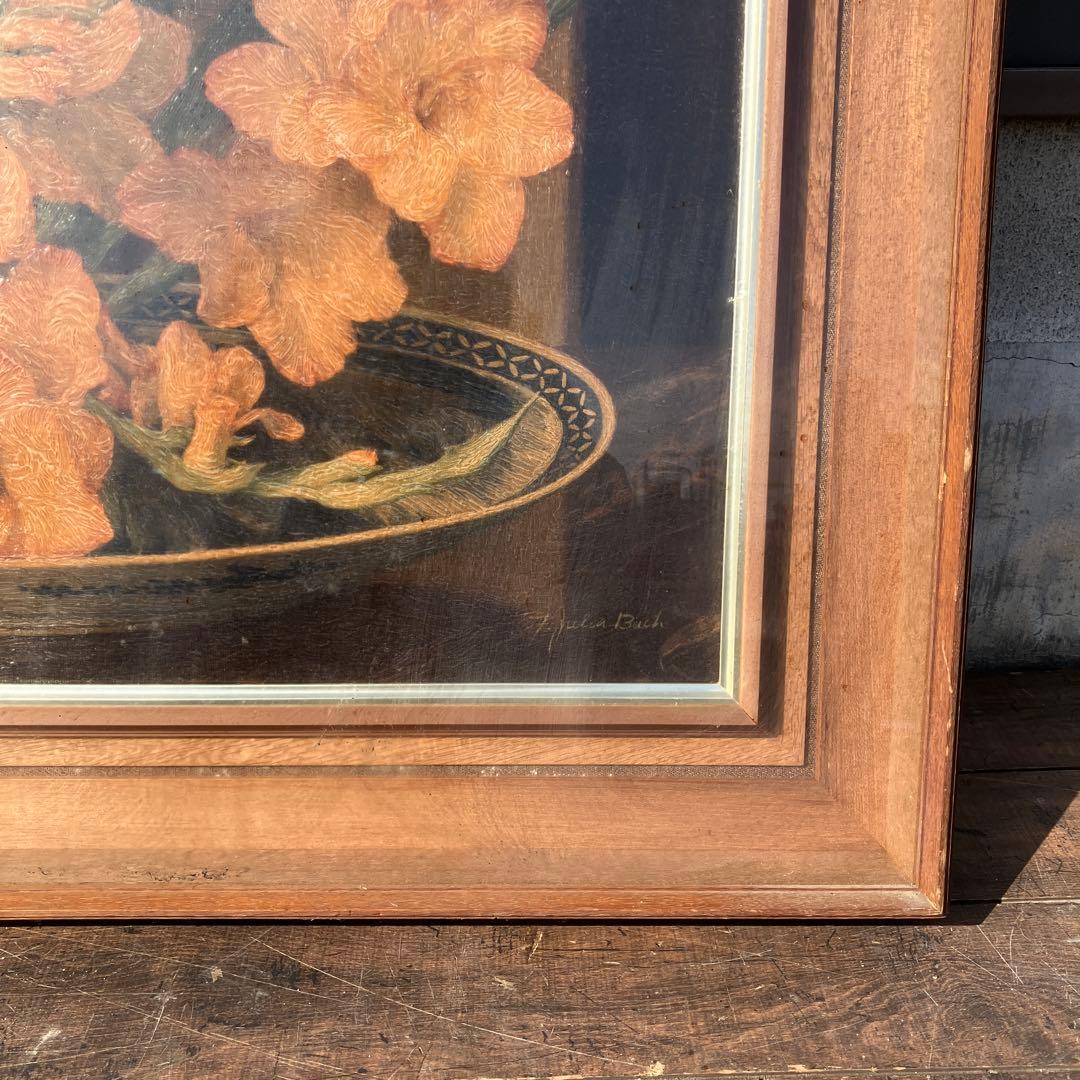 昭和レトロ 複製名画 バッハ グラジオラス 静物画 額装 アートサプライ