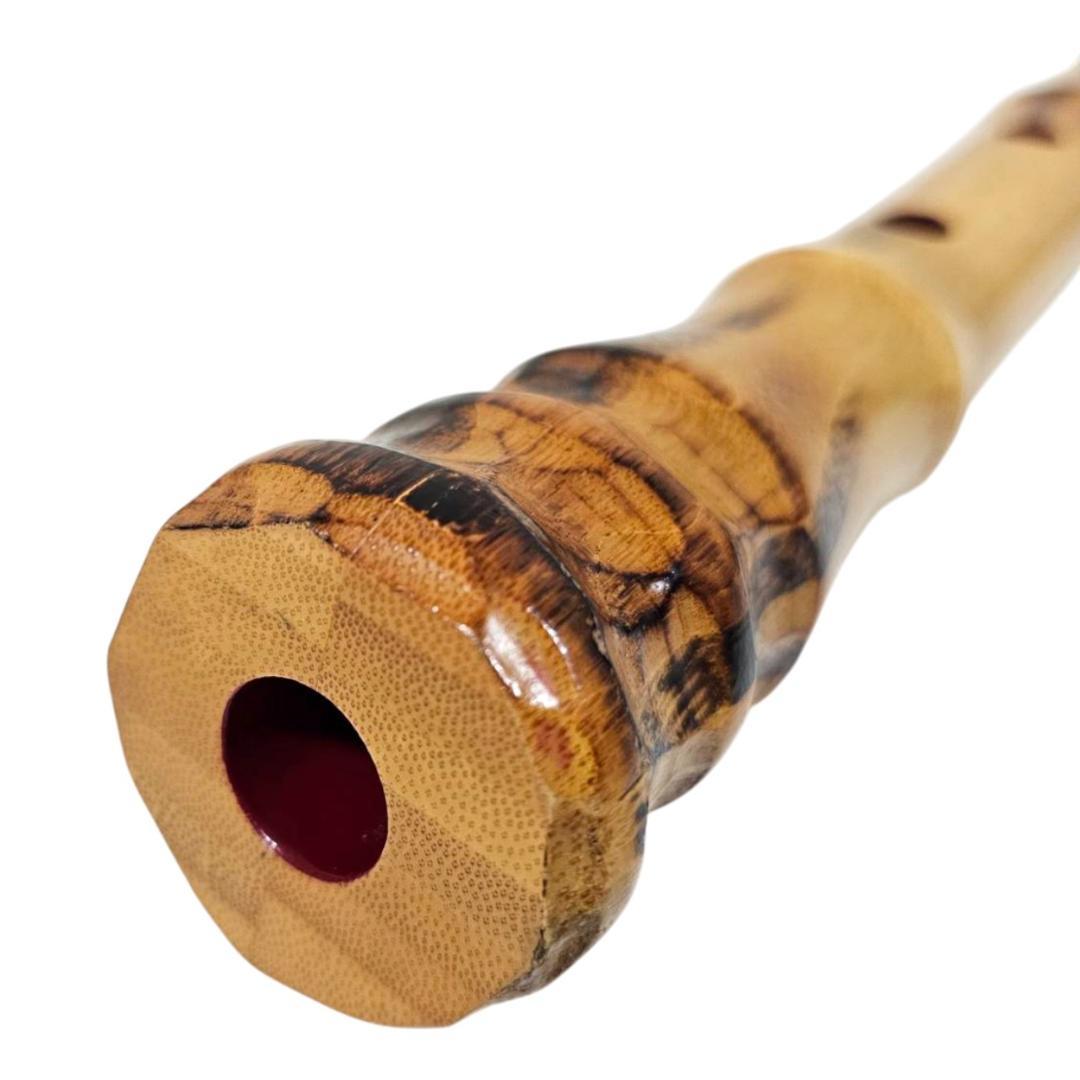 希少 尺八 琴古流 蝴蝶 2尺1寸 5孔 銘あり 2印 二分割 和楽器 竹 漆