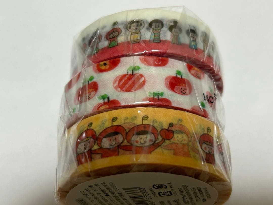 mizutamaさんマスキングテープ3個　りんごずらり　こけし棚　りんご列車