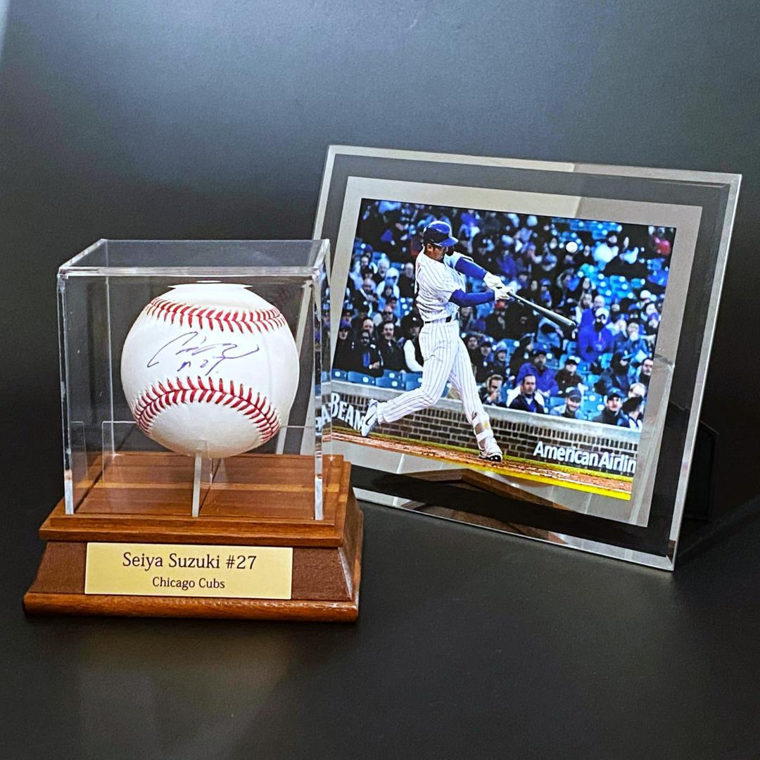 【貴重】鈴木誠也★MLBシカゴ・カブス★直筆サインベースボール★写真付き