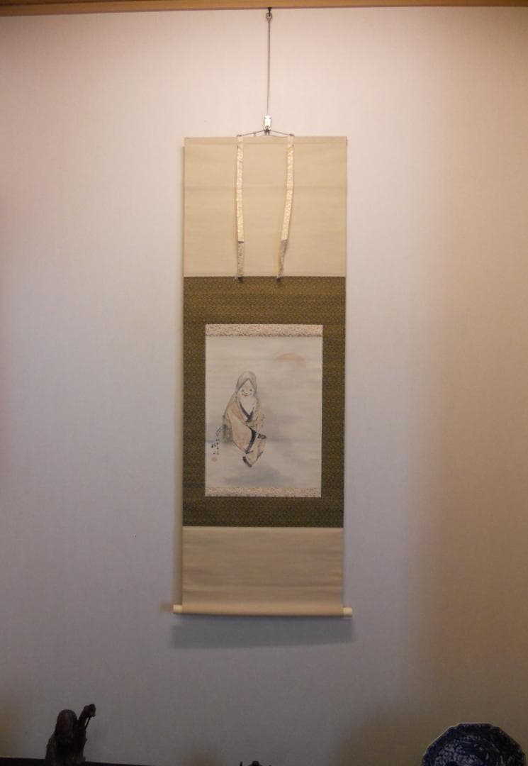 掛け軸 藤井松山 南極老人図 紙本 希少 軸装 茶道具 掛軸 美品 です。