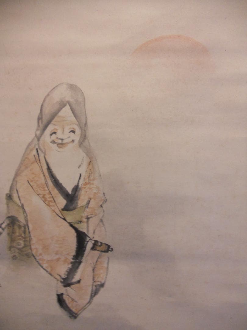 掛け軸 藤井松山 南極老人図 紙本 希少 軸装 茶道具 掛軸 美品 です。