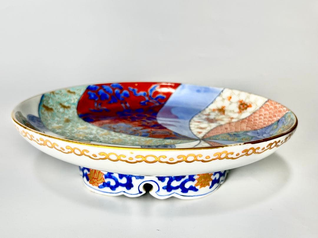 明治初期 香蘭社 放射有職文高脚皿 伊万里 有田