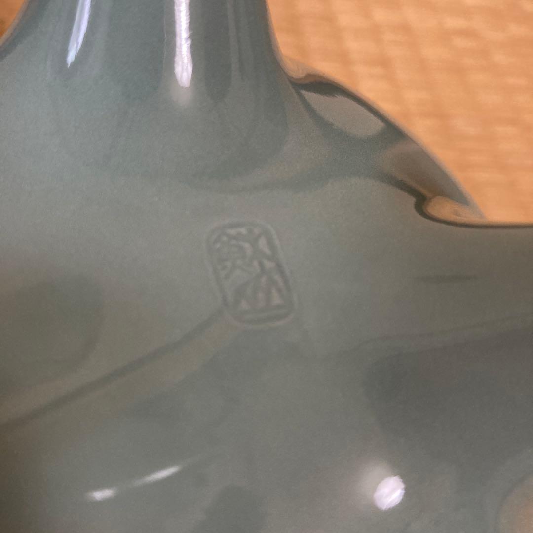 諏訪蘇山作 香炉 青磁 袴腰 三足香炉 純銀 花刻透し火屋 信幸造