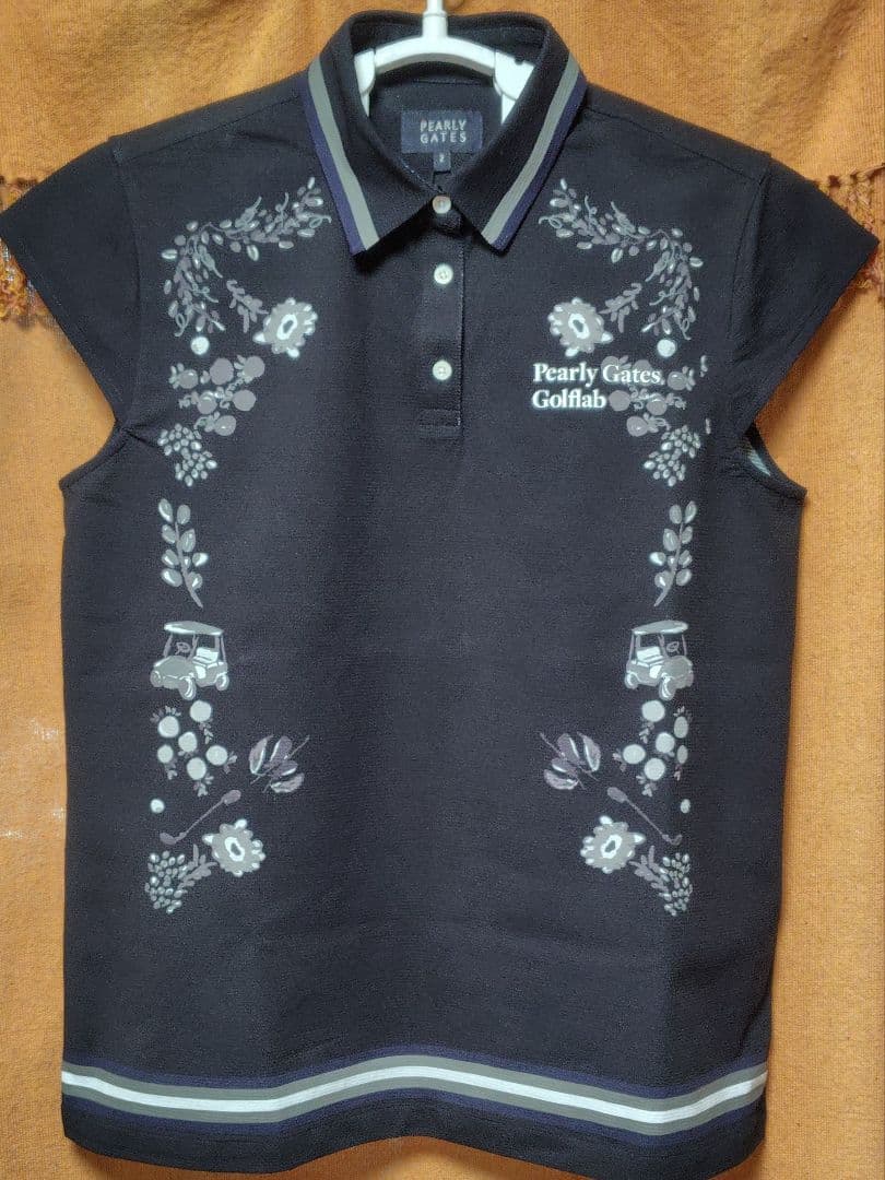 パーリーゲイツ　レディース水彩風 プリント 半袖ポロシャツ　サイズ2