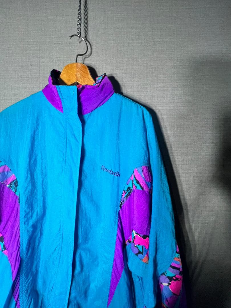 90s Reebok リーボック ビンテージ ナイロンジャケット マルチカラー