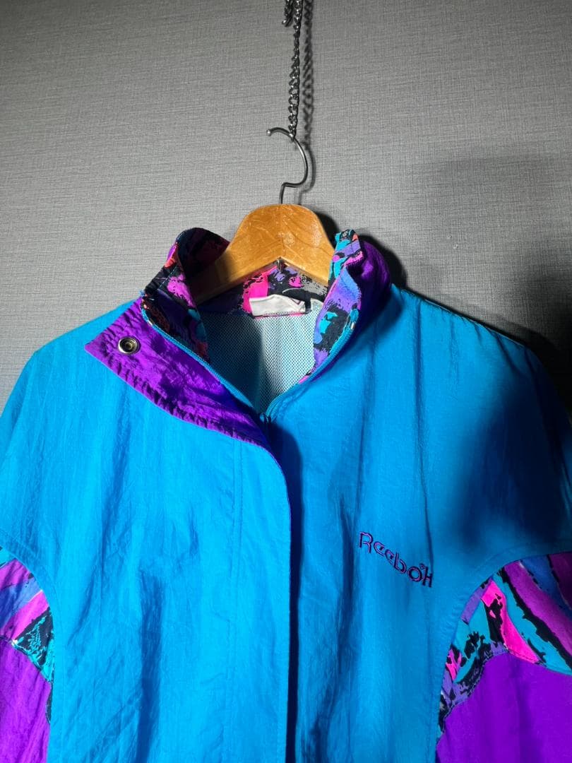 90s Reebok リーボック ビンテージ ナイロンジャケット マルチカラー