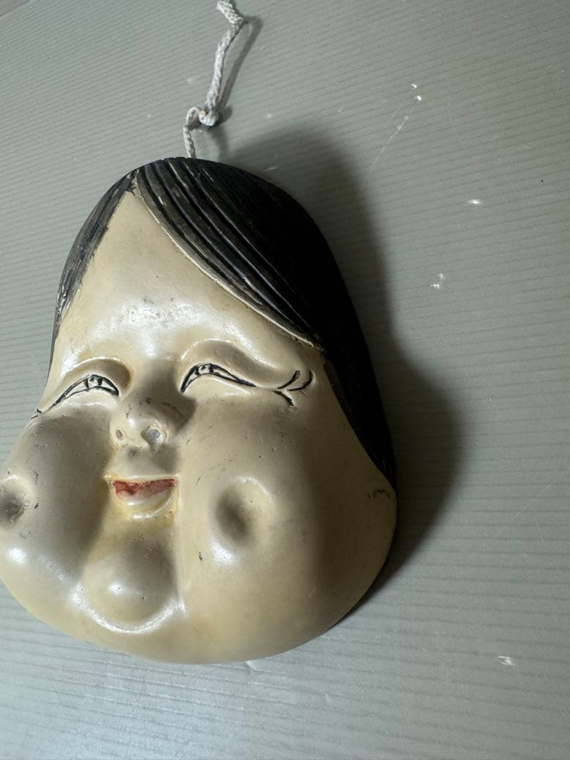 2499 骨董 裏春画 置物 彫刻 おたふく 裏絵 縁起物 お多福 お面　2客