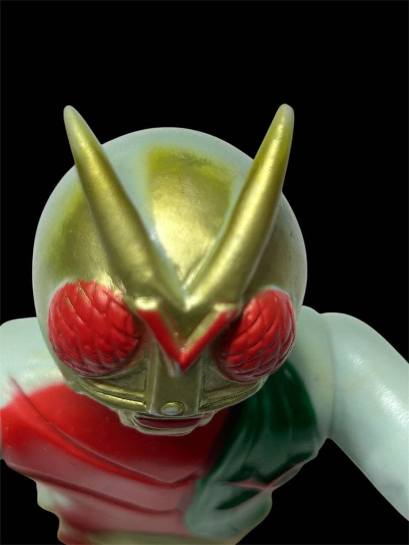 激レア‼️昭和レトロ パチもの 仮面ライダーX風 ソフビ 上半身 当時物　ジャンク