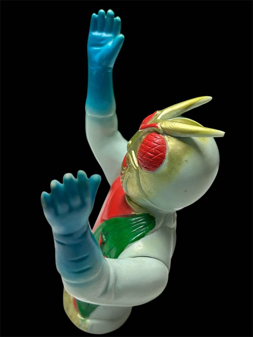 激レア‼️昭和レトロ パチもの 仮面ライダーX風 ソフビ 上半身 当時物　ジャンク