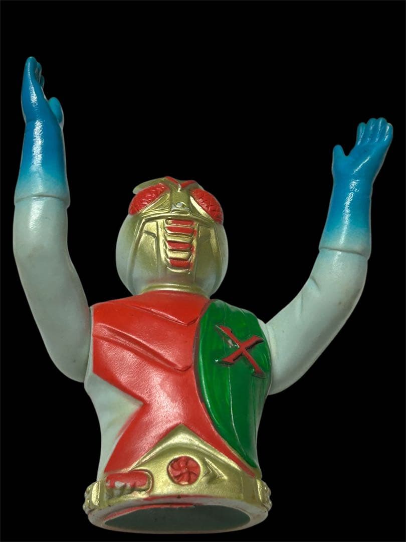 激レア‼️昭和レトロ パチもの 仮面ライダーX風 ソフビ 上半身 当時物　ジャンク