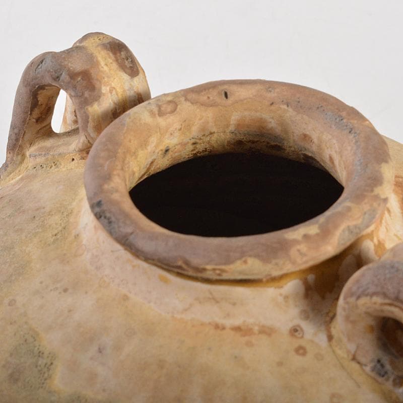 中国　飴釉　釉垂　双耳壷　中国河北省出土品　時代箱付　D　R7474