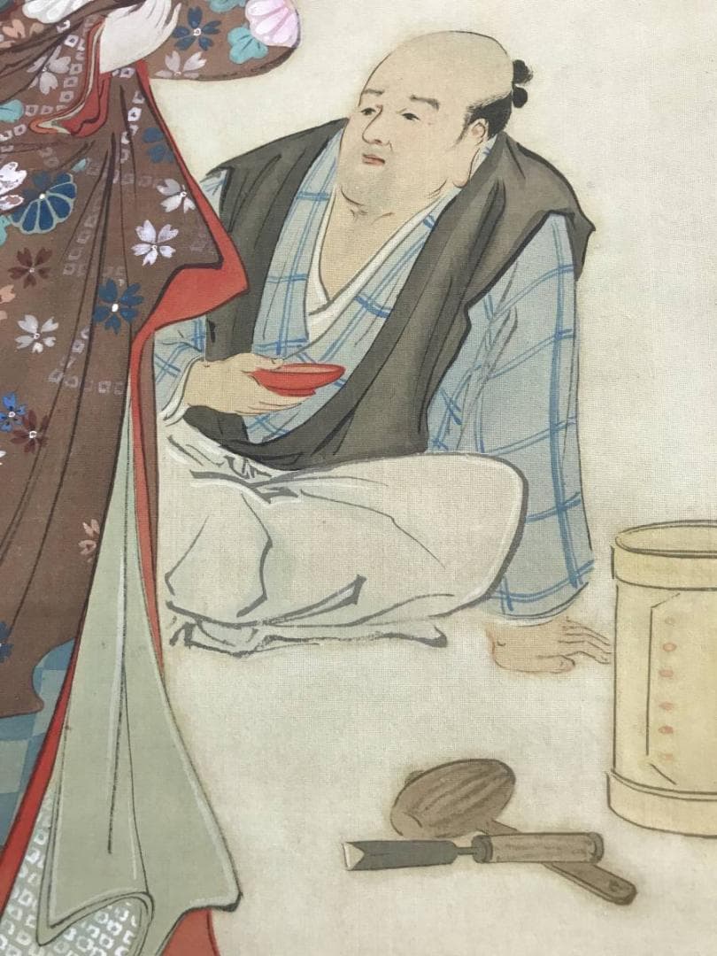 【真作】玉泉/左甚五郎美人像図/美人図/美人画/掛軸/名家伝来/AD-70