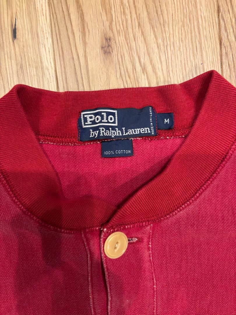 ラルフローレン　ポロスポーツマン　ビンテージ　ラガーシャツ M 赤/黒