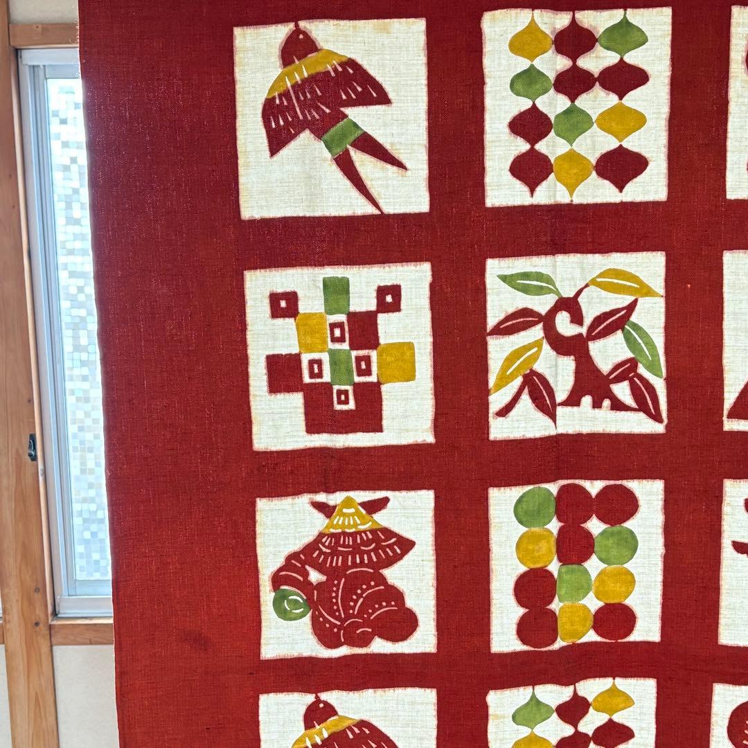 柚木沙弥郎　型染　タペストリー　日本民藝館