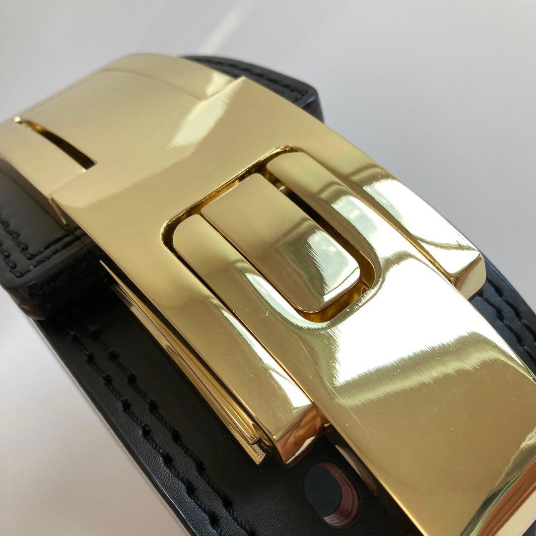 パワーベルト レバーアクション Lサイズ ワンタッチ可変式　ブラック×ゴールド