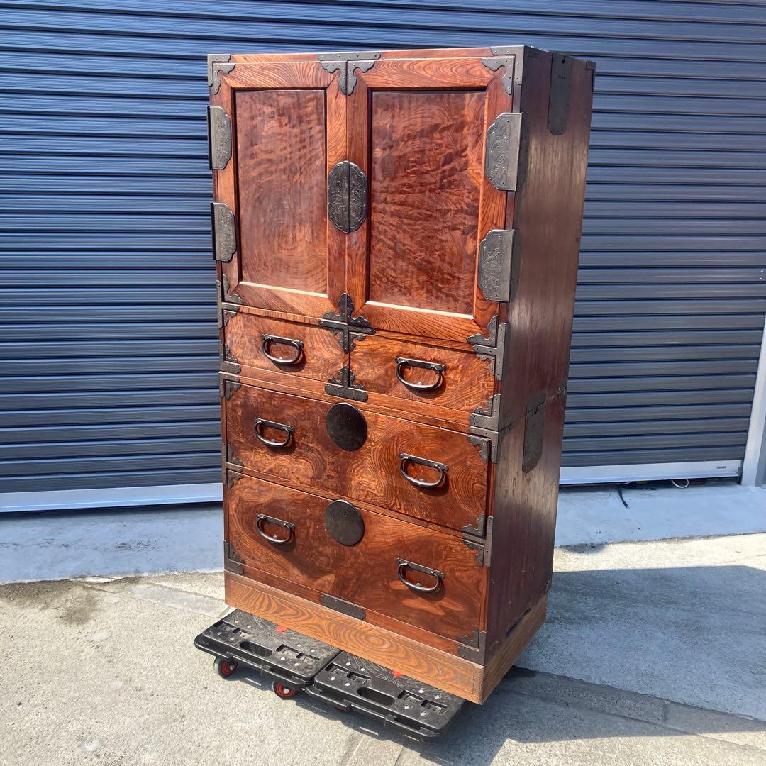 昭和レトロ 古家具 仙台箪笥 4段4杯 引き出し箪笥 和箪笥 アンティーク
