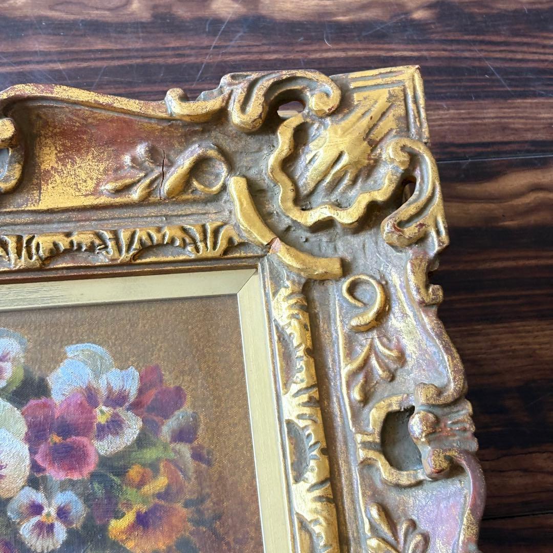 横田善夫「パンジー」油彩 SM 額装 研燦会創立 新潟出身 油絵 油画 絵画