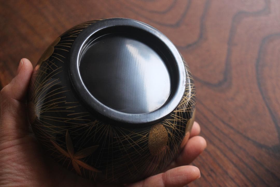 デッドストック！時代黒漆に極上松竹梅蒔絵の映える煮物椀2点（検輪島塗雑煮椀蒔絵椀