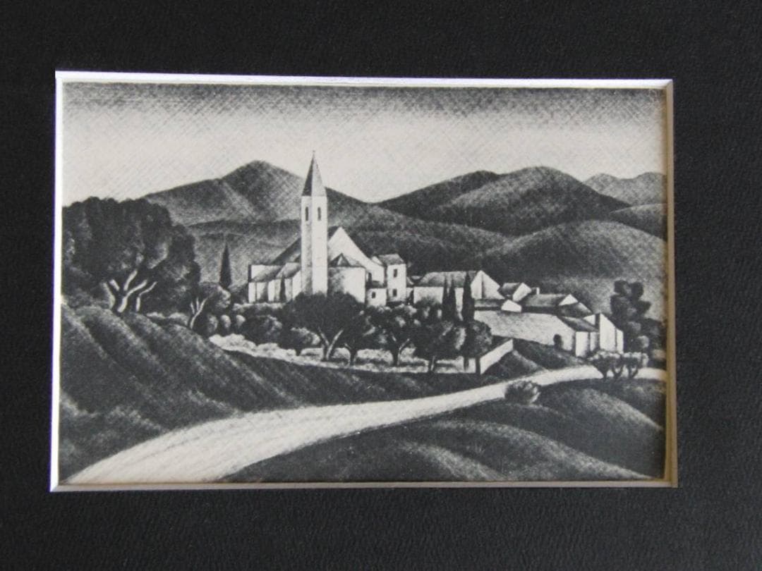 長谷川潔、ロエの村道、厳選、希少画集・額装画、新品高級額 額装付