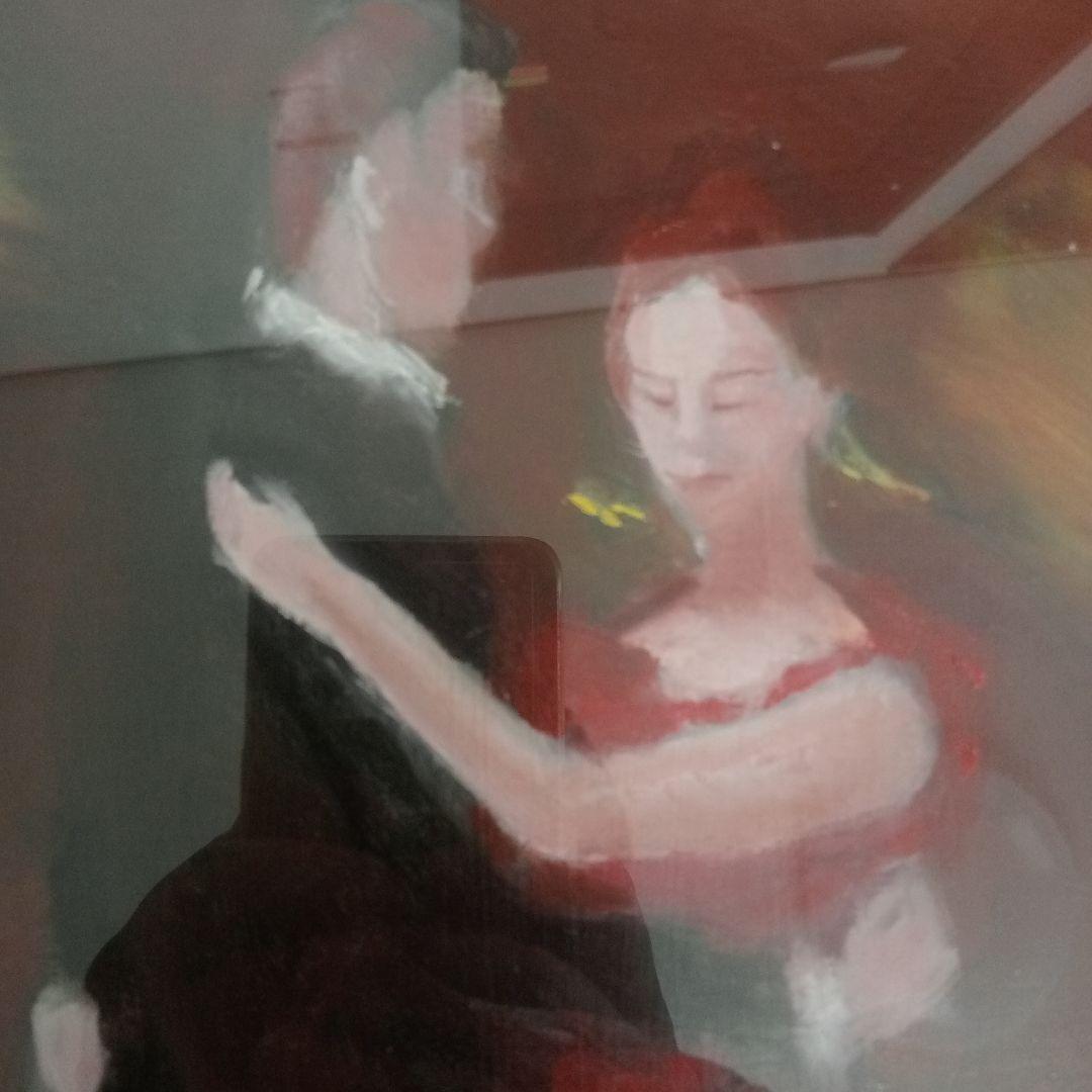 ダンスするカップルの油彩画(原画、額付き)