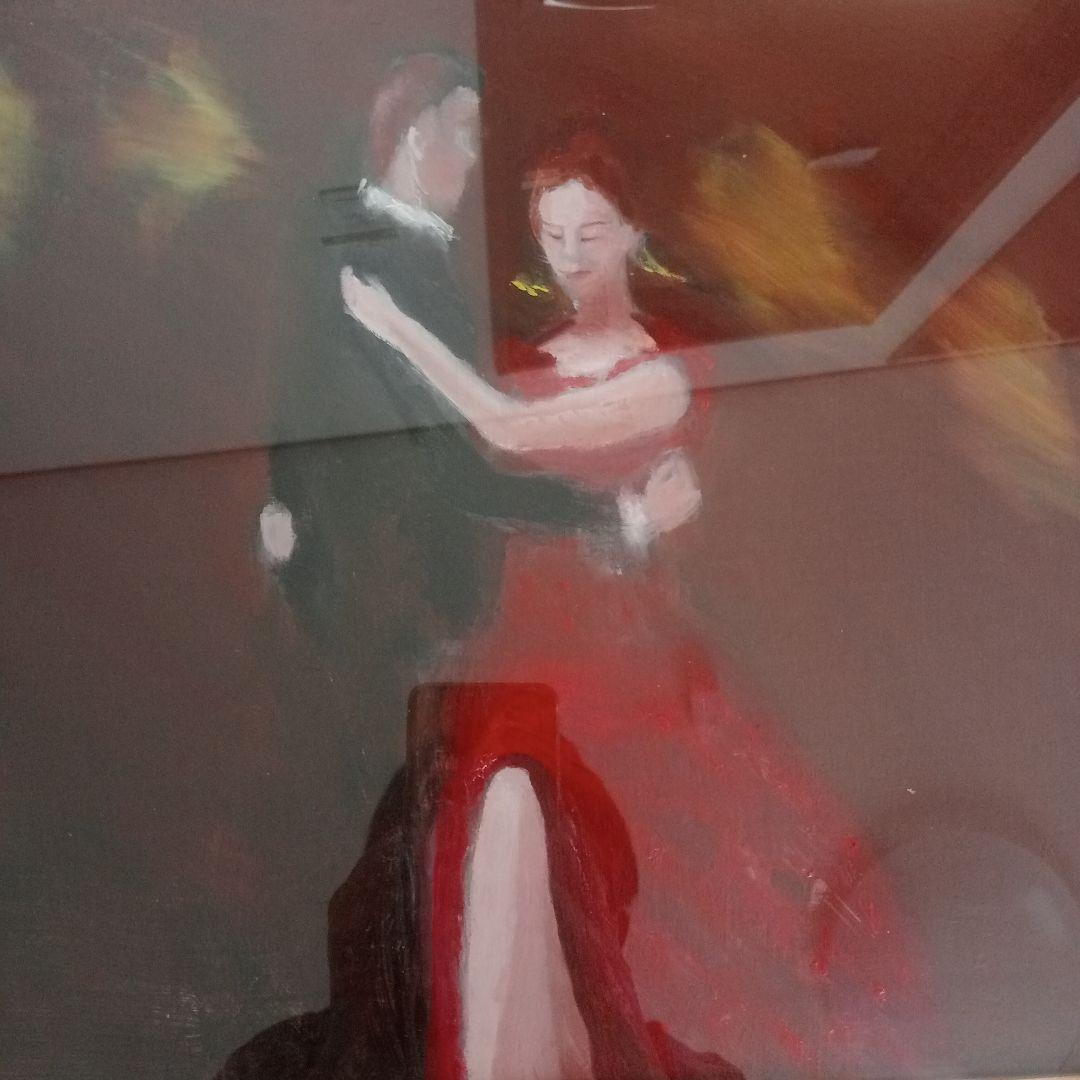 ダンスするカップルの油彩画(原画、額付き)