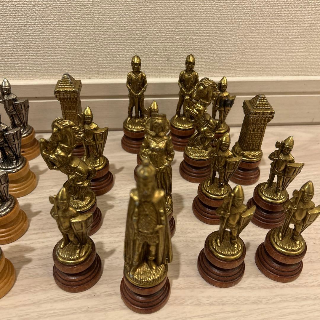 アンティークイタリア製チェス駒32個セットインテリア小物ミニチュア女神馬キング