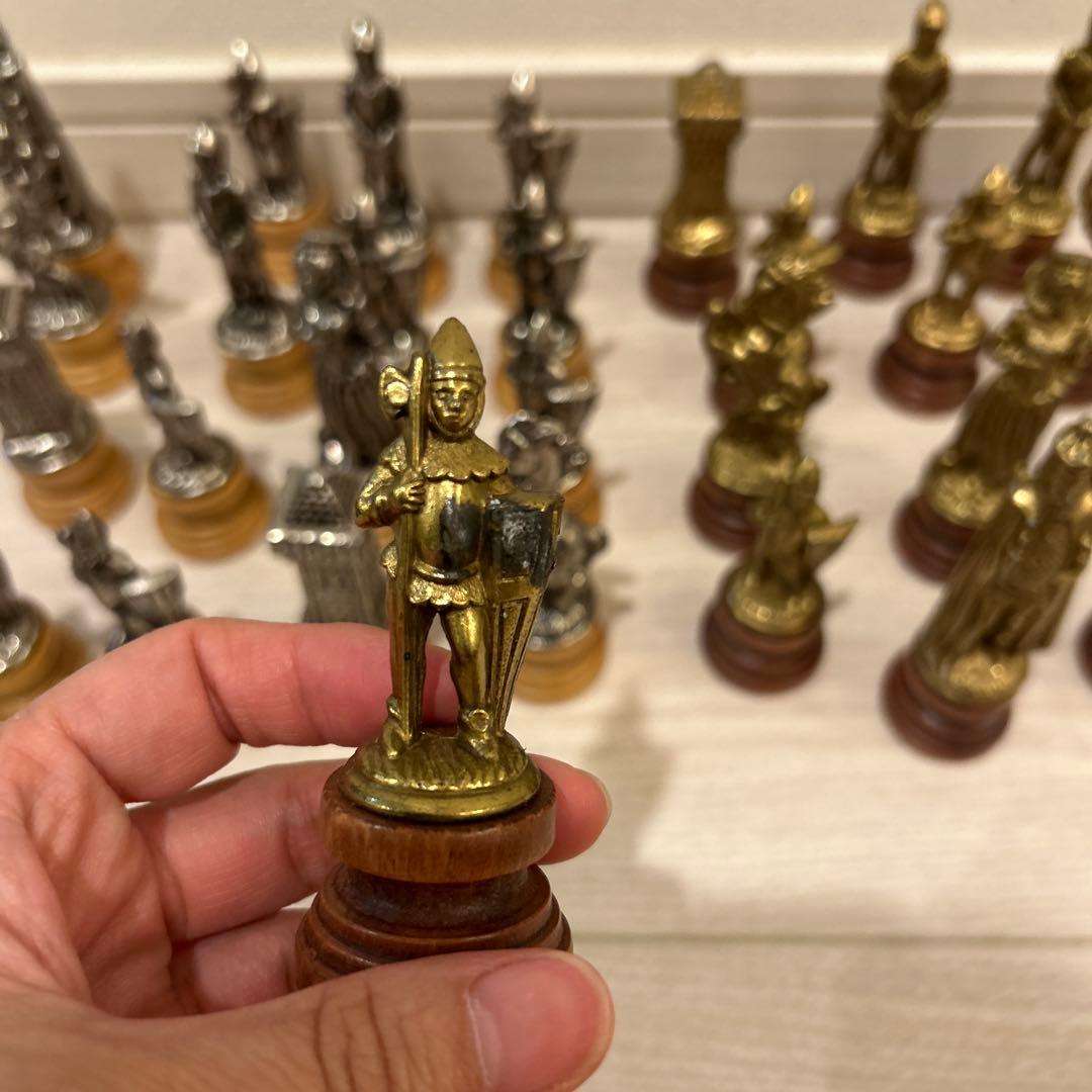 アンティークイタリア製チェス駒32個セットインテリア小物ミニチュア女神馬キング