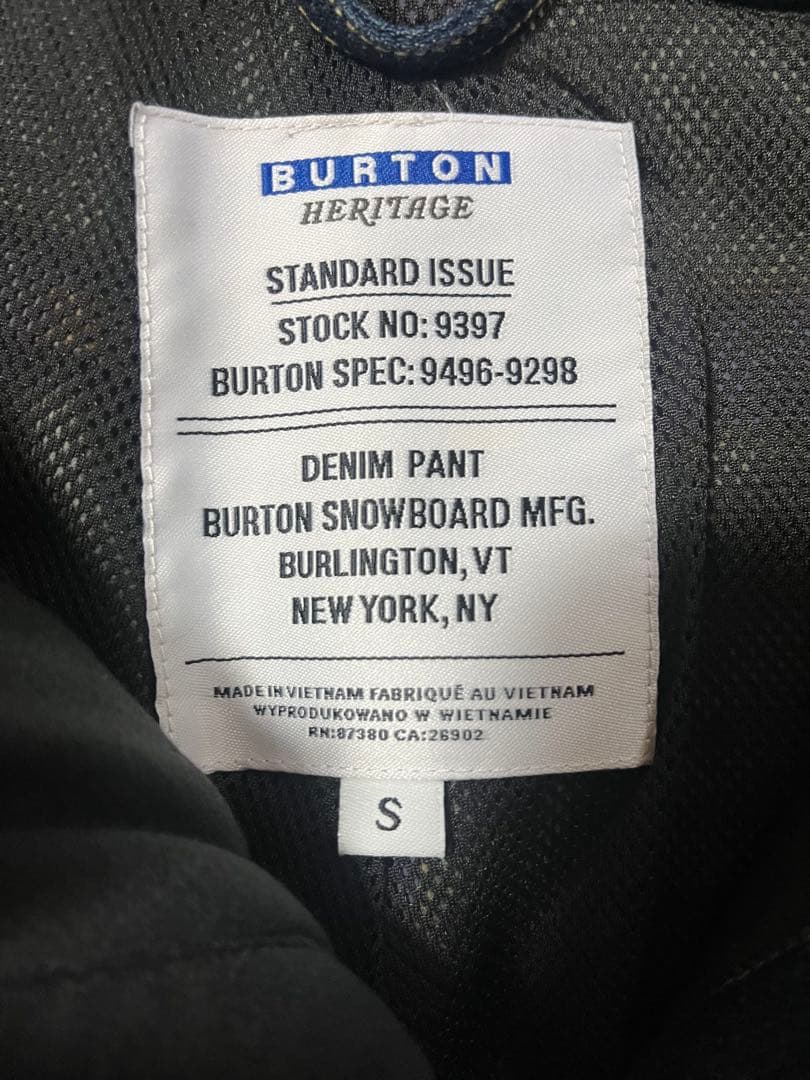 レアBURTON デニムウエアパンツ　 Sサイズ