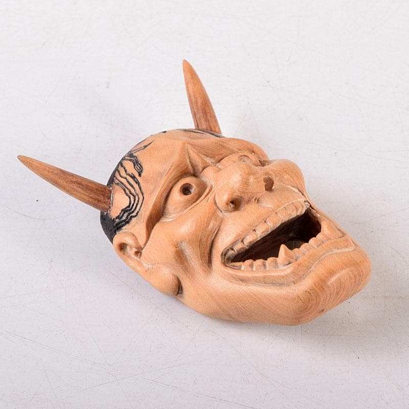 時代提げ物　木彫　面根付　能面　お面　般若面　C　7926