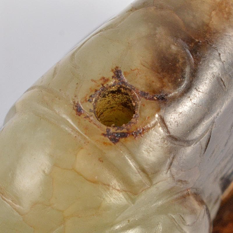 中国　玉石彫刻　象刻　置物　唐木台付　M　R7080