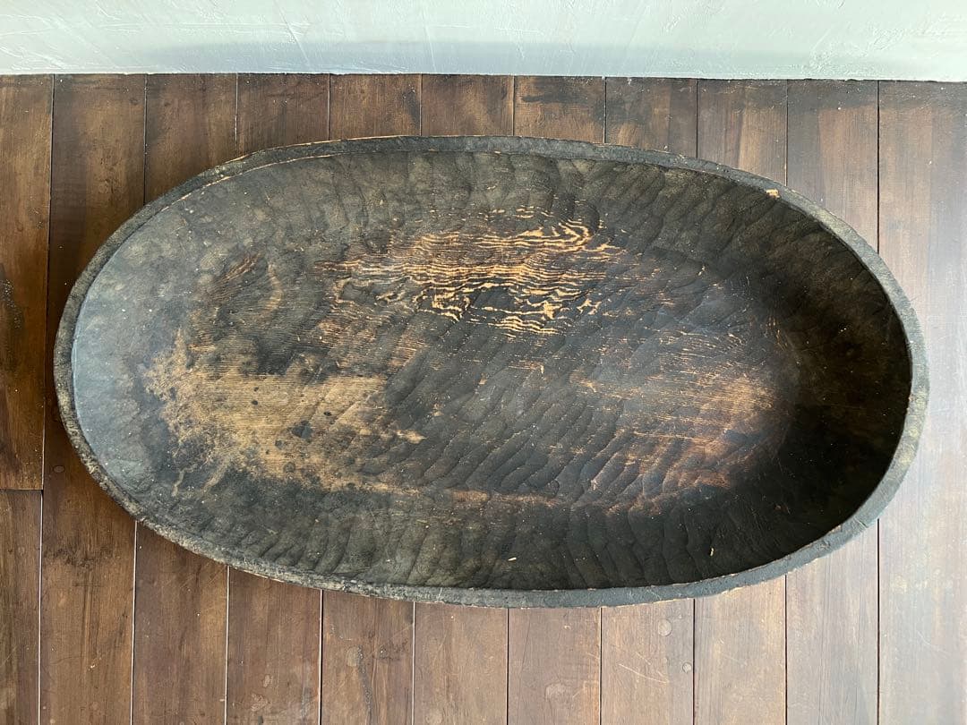 木製楕円形　木鉢　古道具　直径75cm