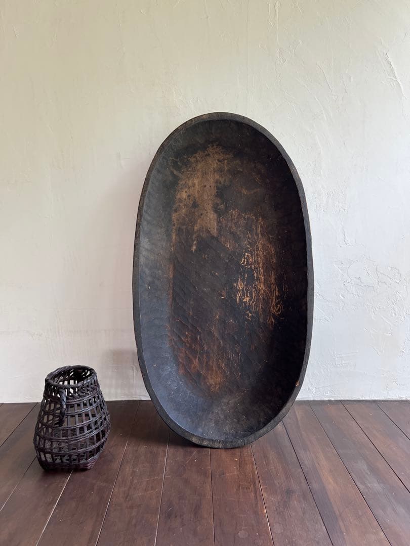 木製楕円形　木鉢　古道具　直径75cm