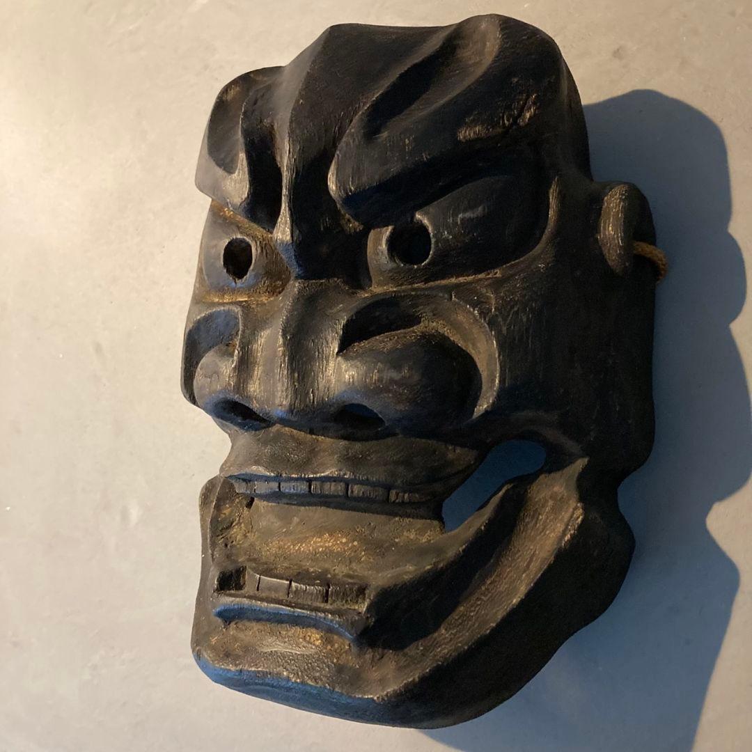 木彫りお面 鬼 魔除け面 竈神 カマド神 火難除け/盗難防止/家内安全/繁栄