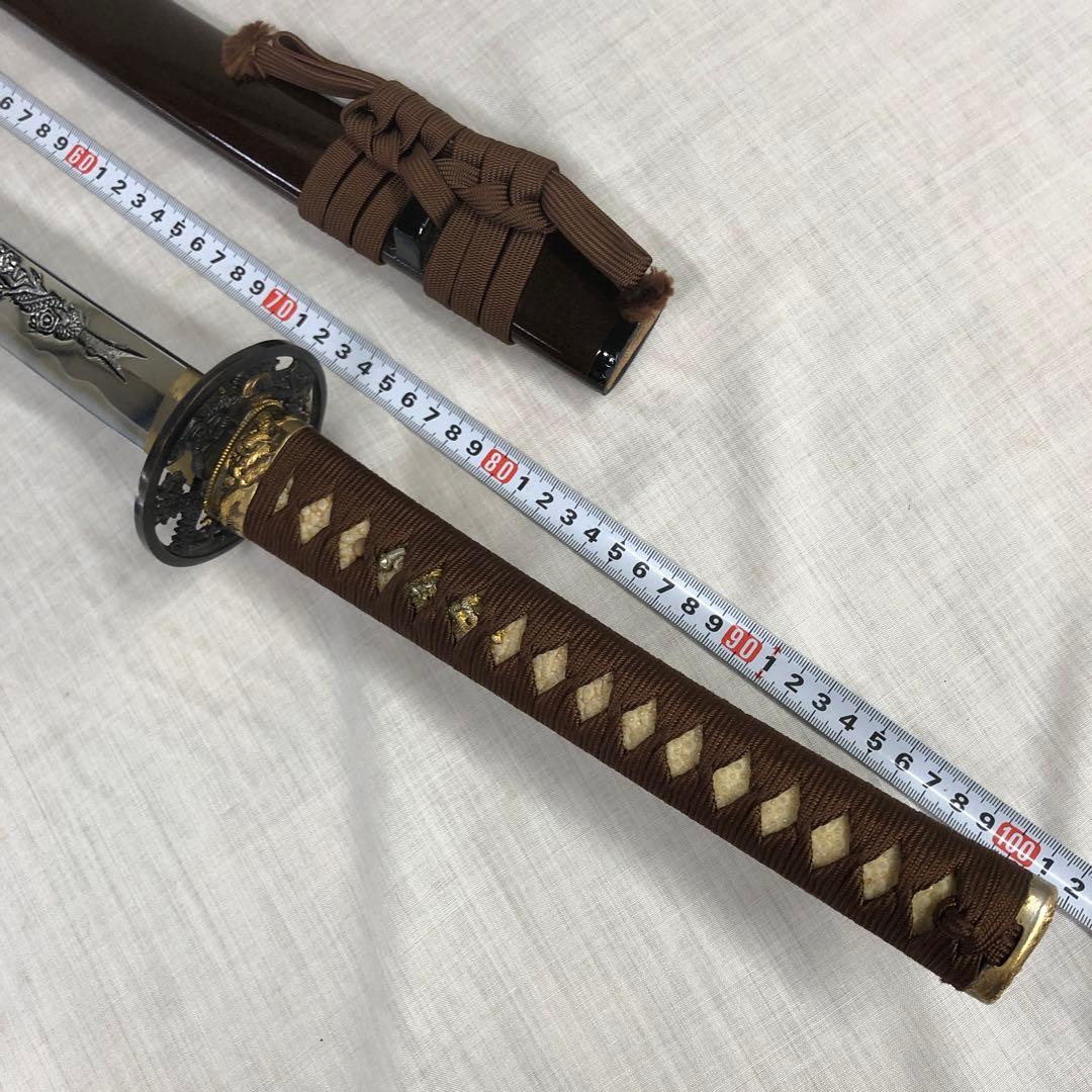 模造刀、美品　龍に梵字 茶色の柄 90cm
