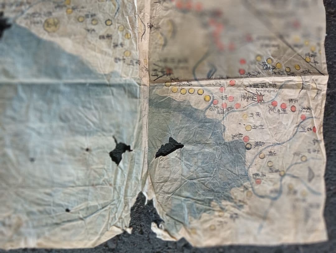 山形・宮城・福島城絵図十城　和紙台紙　肉筆彩色　お城　古地図　手描　仙台　古文書