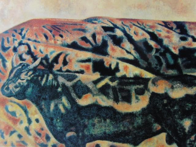 清水登之、【牛（神陵比婆山）】、希少な画集より、新品高級額・額装付