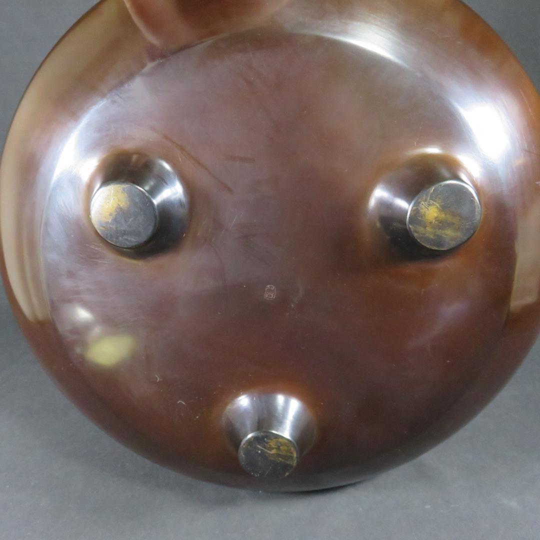 唐銅 利休 面取風炉 風炉師 一ノ瀬宋辰 五徳 鬼爪 底瓦付　共箱