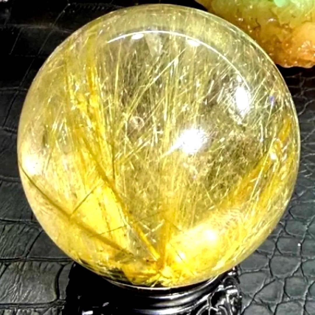 超絶綺麗✨55mm ゴールドタイチンルチルクォーツ　丸玉　スフィア　金針水晶