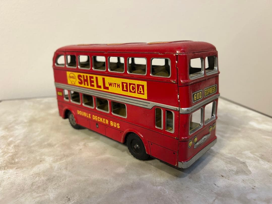 【ブリキ】ダブルデッカーバス Mobilgas Shell Levland