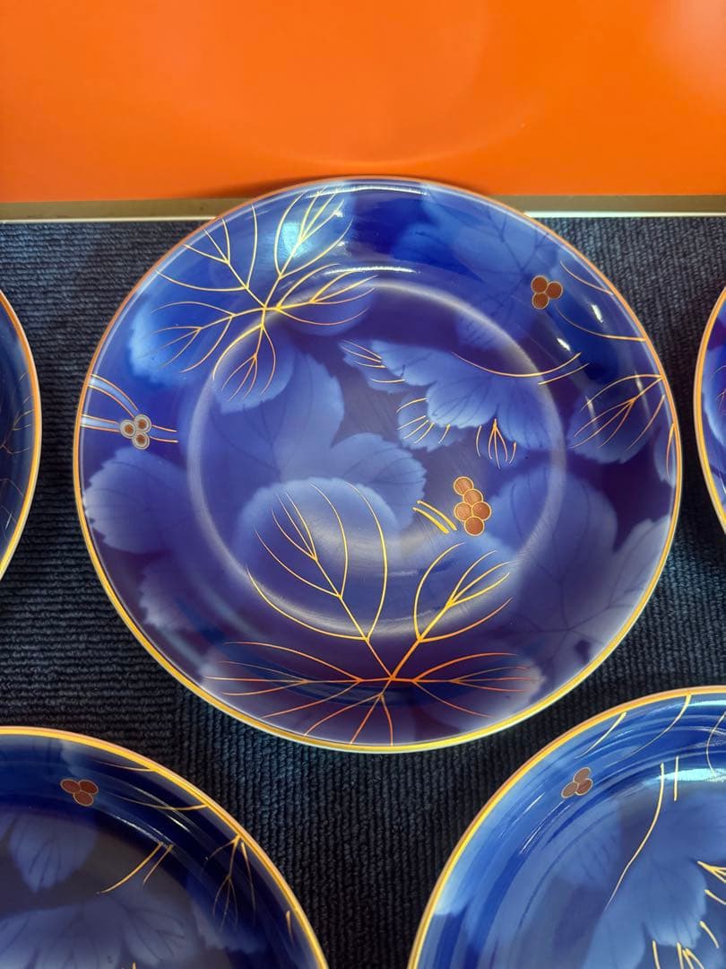 2023 深川製磁　葡萄瑠璃　皿　5客　金彩　未使用