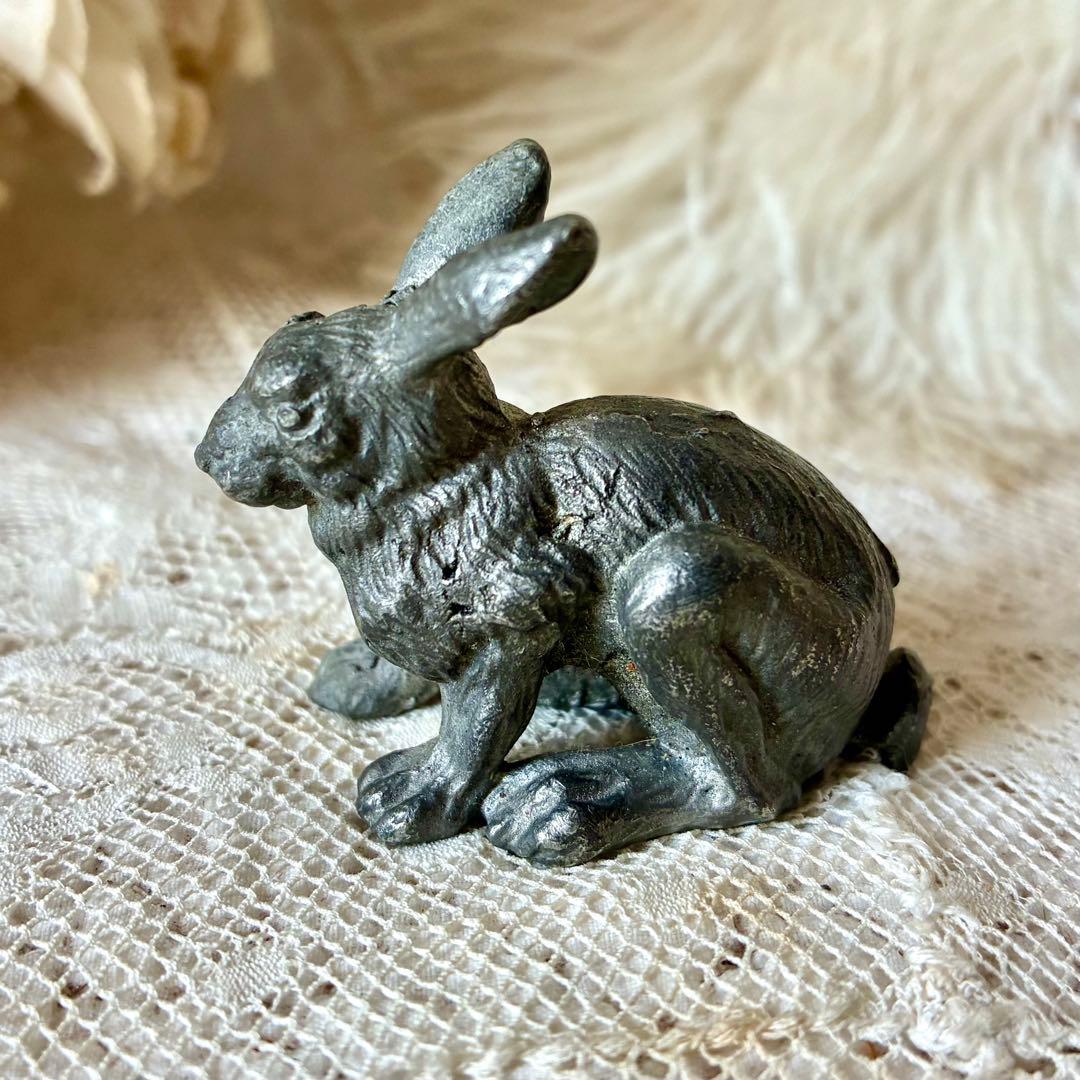 19世紀うさぎフィギュア　オブジェ　ペーパーウェイト　フランスアンティーク