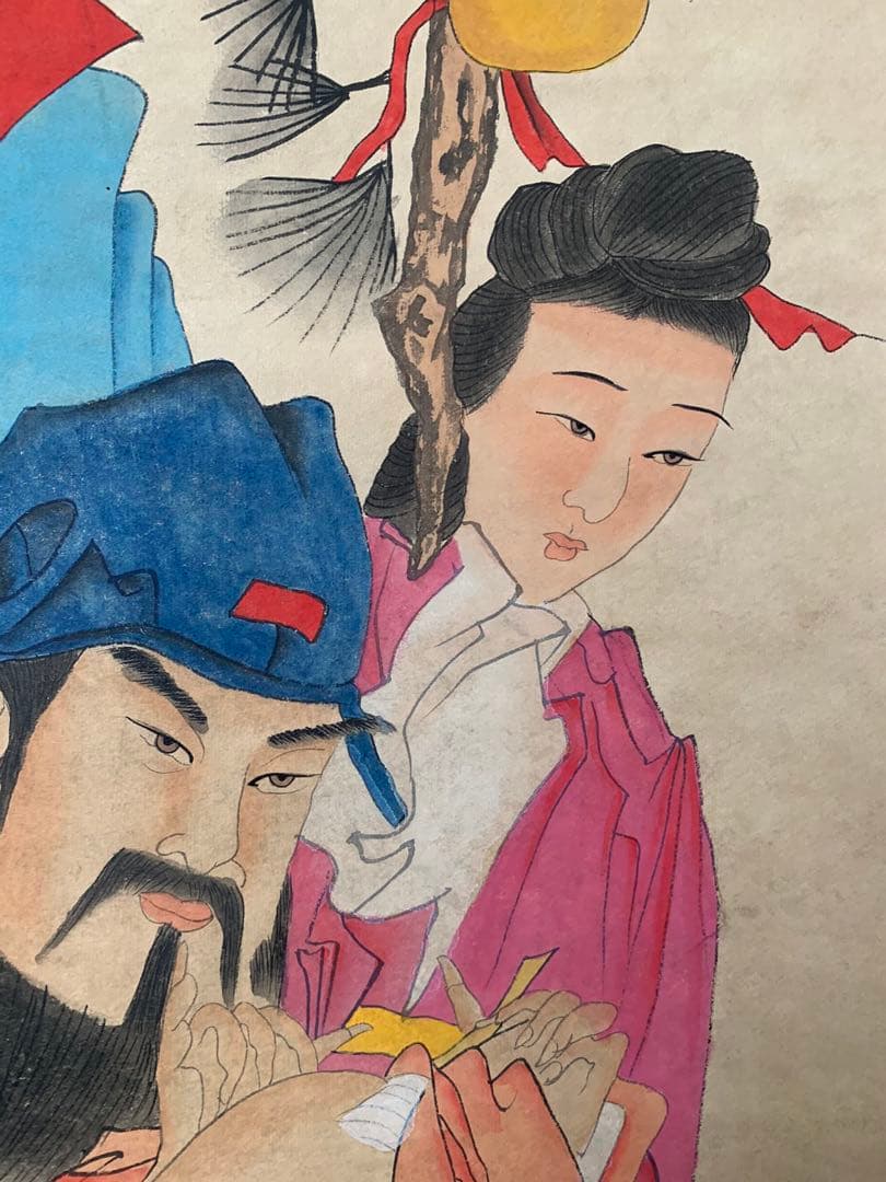 中国人物画 掛け軸 中堂 四尺 手描き 書画 人物図 中国美術 インテリア