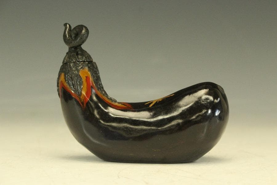 茄子 明治四十五年 九条公分家松園殿拝領 皇太子殿下 茄子(LC496)