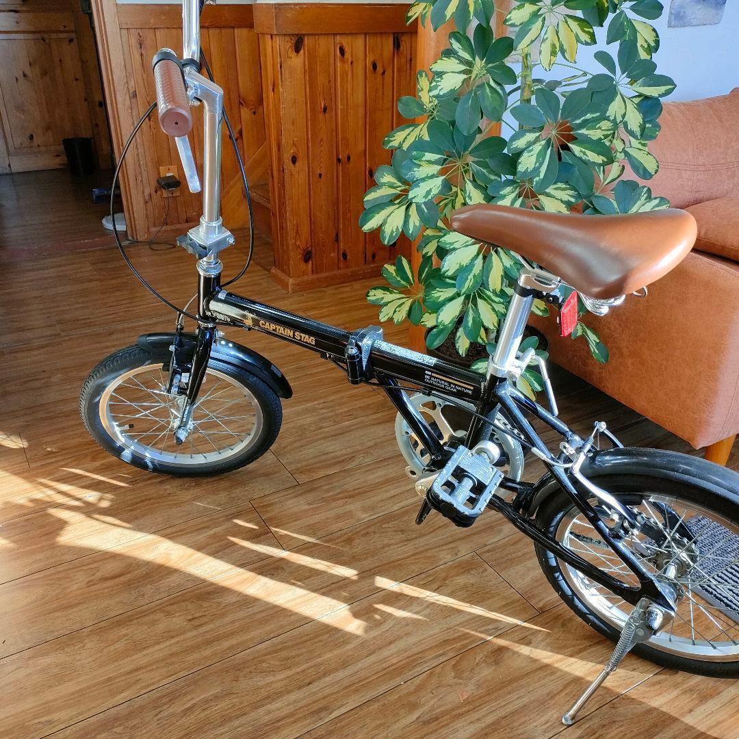 折り畳み自転車　キャプテンスタッグ　16インチ　黒