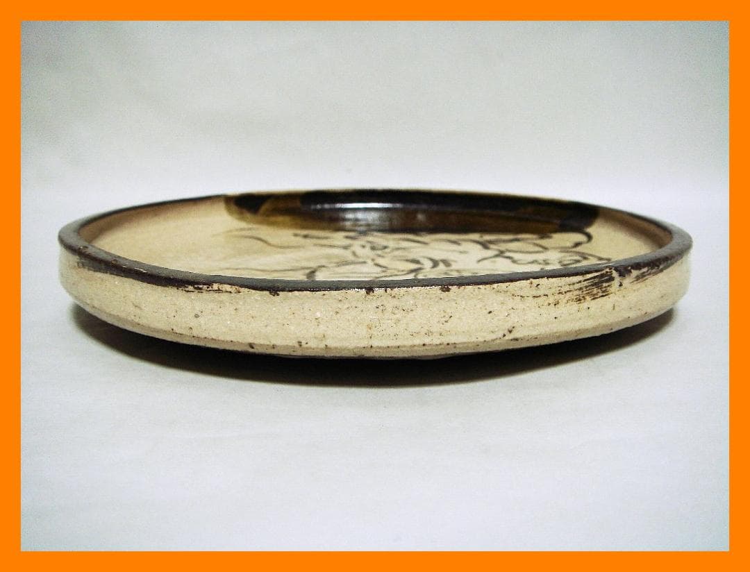 879『織部 雷神 皿』風神雷神図　/骨董品 古美術 アンティーク 古玩