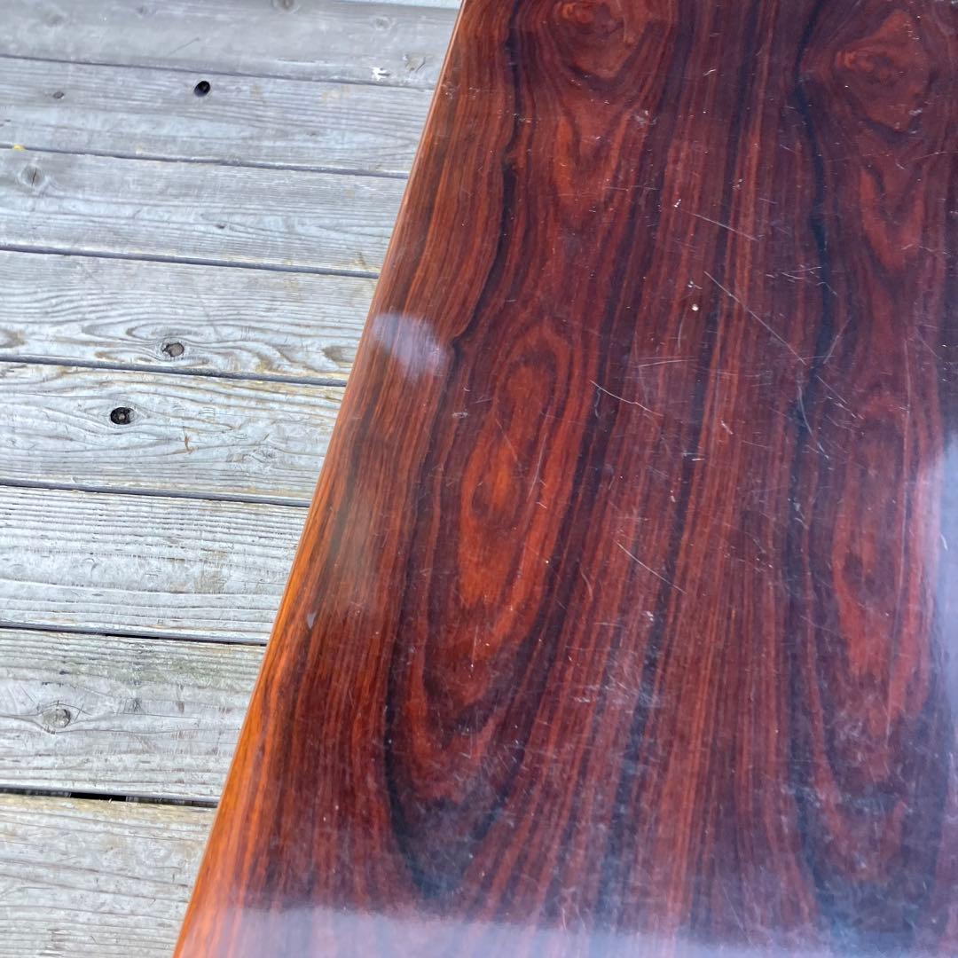 昭和レトロ 古家具 花柄彫刻 木彫り 木製文机 引き出し付き座卓 書斎机 古道具