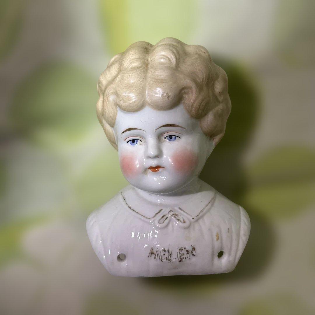 【希少品】ドイツアンティーク　チャイナヘッドドール　Hertwig社　3点セット