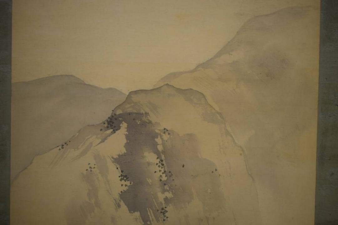 真作/松本清堂/山水人物庭園図/絹表装/布袋屋掛軸HJ-243